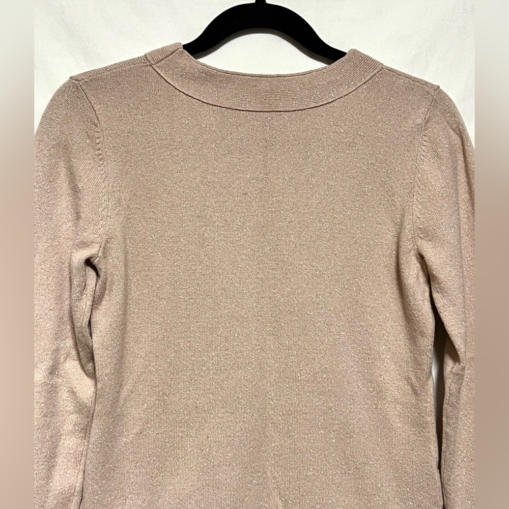 Brooks Brothers 346 Lambswool Blend Sparkle Bow Sweater Pale Pink Holiday Classy - Picture 9 of 9